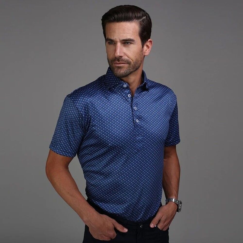 COLLARS & CO. Semi-Spread Collar Polo S Los Cabos Blue Star Performance NWT B4